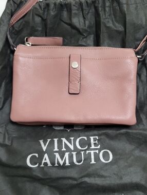 Vince Camuto Mauve Pebbled Leather Crossbody